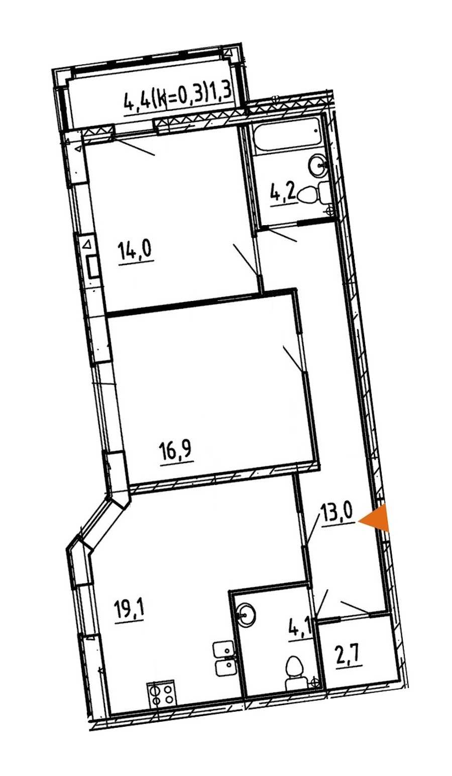 Двухкомнатная квартира в : площадь 75.3 м2 , этаж: 5 – купить в Санкт-Петербурге